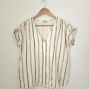 Madewell Lightspun Westing VNeck Womens Striped Gauzy Tunic